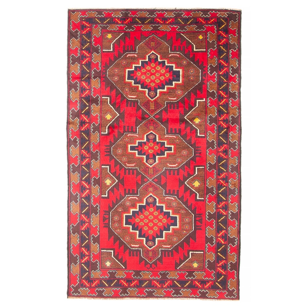ECARPETGALLERY Hand-knotted Teimani Red Wool Rug - 3'6 x 6'5