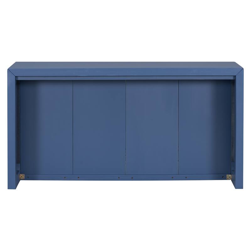 59" Wood Veneer Simple Entryway Table with Wavy Design