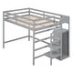 preview thumbnail 29 of 30, Full Size Loft Bed with Built-in Storage Wardrobe and Staircase, Space-Saving