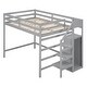 preview thumbnail 13 of 30, Full Size Pine Loft Bed with Storage Wardrobe & Multi-Functional Staircase (350lb Capacity)