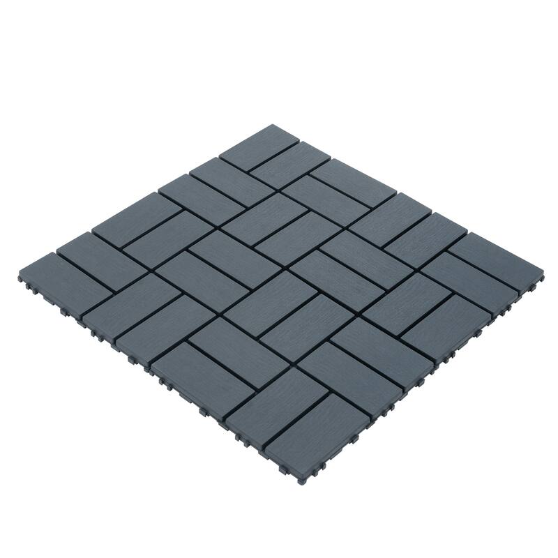 Plastic Interlocking Deck Deck 44 Pack Patio Deck Tiles 12"x12" Square Waterproof