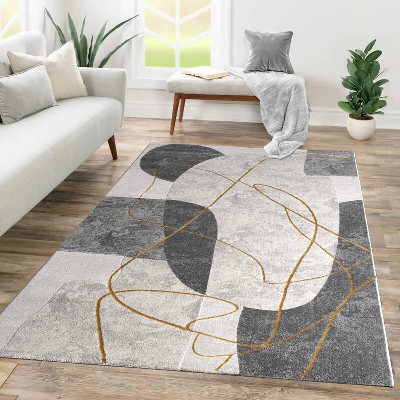Elegant Area Rug with Modern Abstract Art Design
