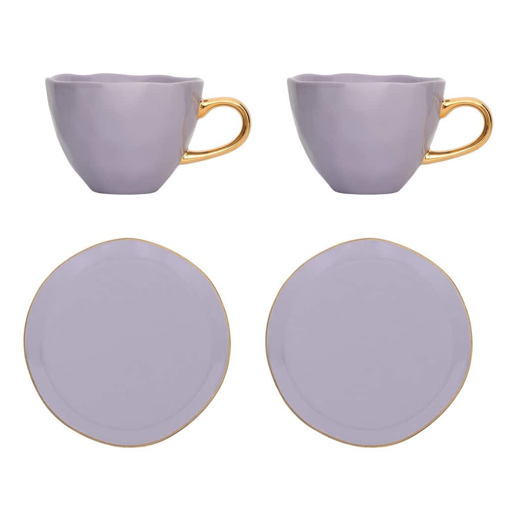 Good Morning Cup Cappuccino/Tea and Plate Lila, set of 4