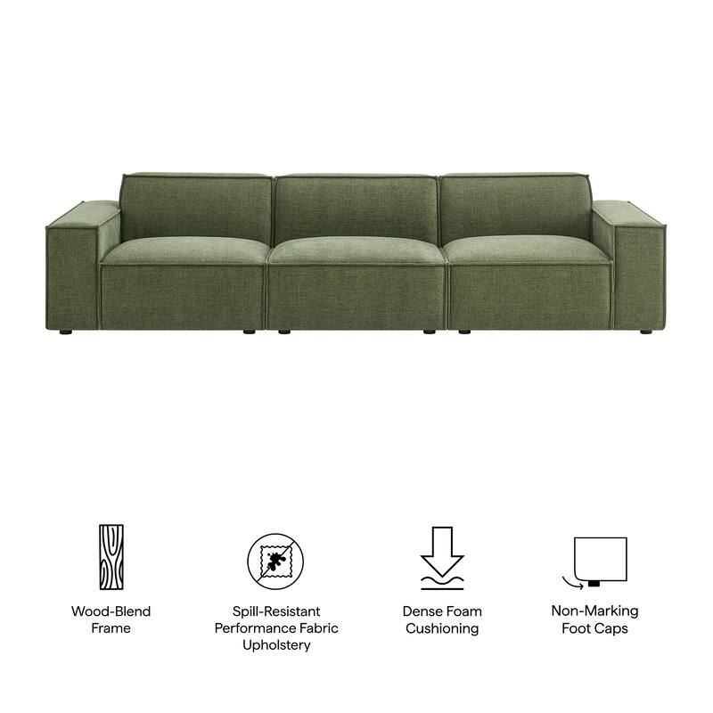 Restore 3-Piece Performance Fabric Upholstered Modular Sofa Set