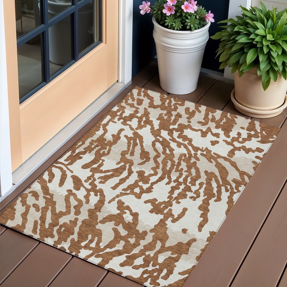 HomeRoots Animal Print Transitional Rectangle Outdoor Rug