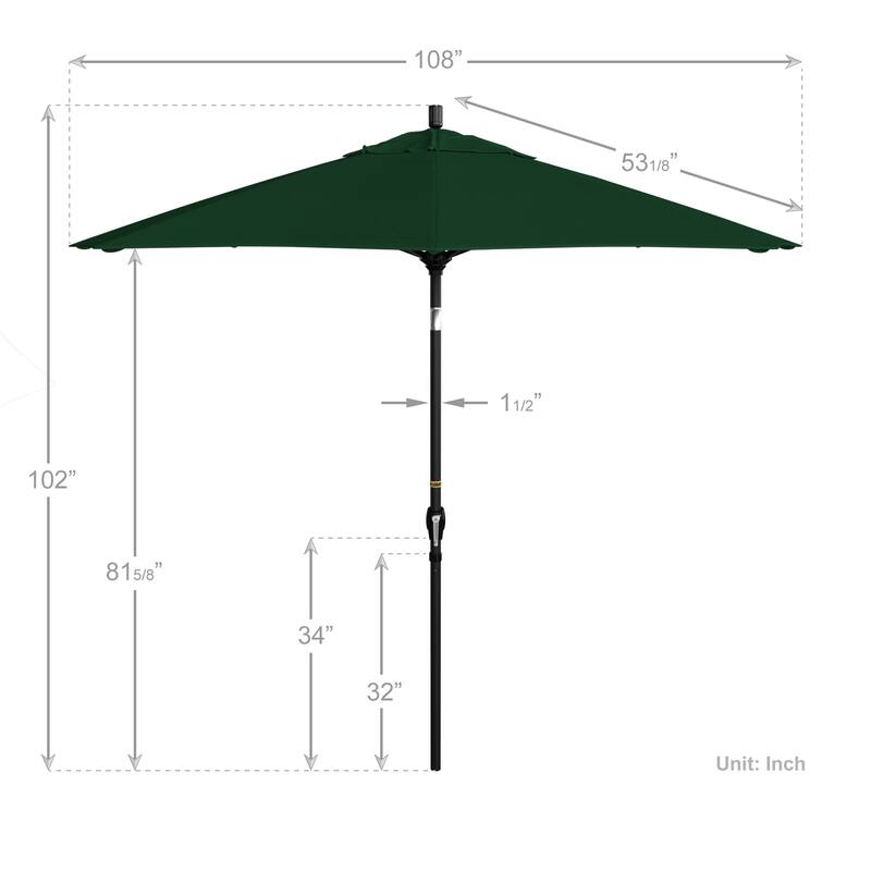 California Umbrella 9' Round Crank Lift Push Button Tilt Black Aluminum Patio Umbrella with Olefin Royal Blue Fabric
