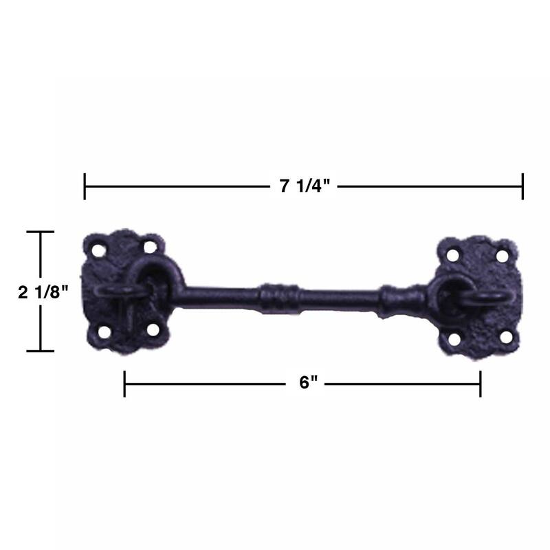 Black Wrought Iron Cabin Hook Eye Latches 7.3 L Privacy Hook Latch with Hardware Pack of 6 RenovatorsSupply