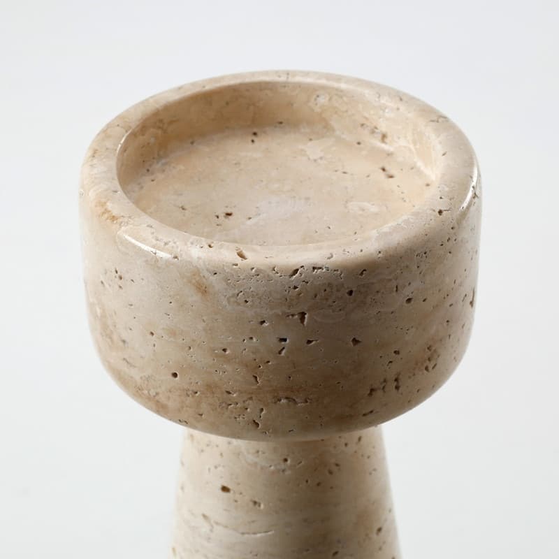 Set Of Two Travertine Candle Holder