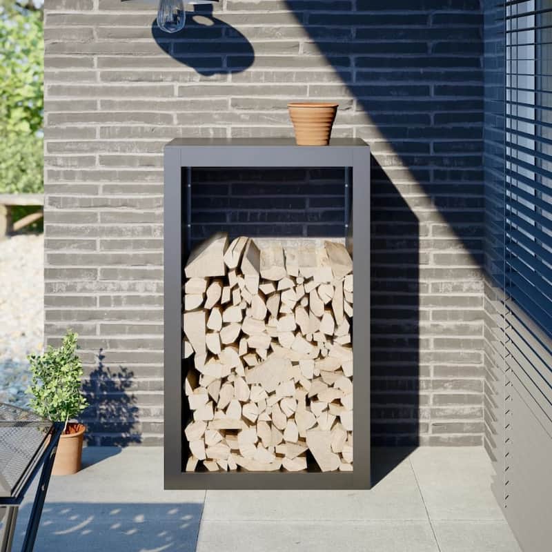 vidaXL Firewood Rack Steel - Anthracite 23.6 x 15.7 x 39.4