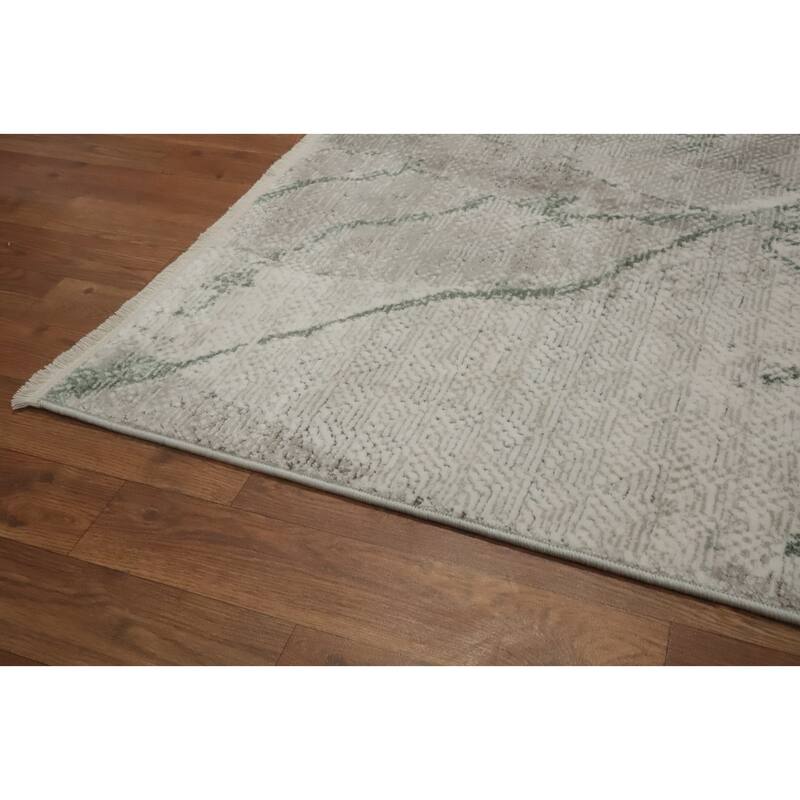 Machine Made Oriental Polyester Carpet Modern Abstract Greys & Charcoal Abstract Area Rug - 7' 5'' X 5' 2''