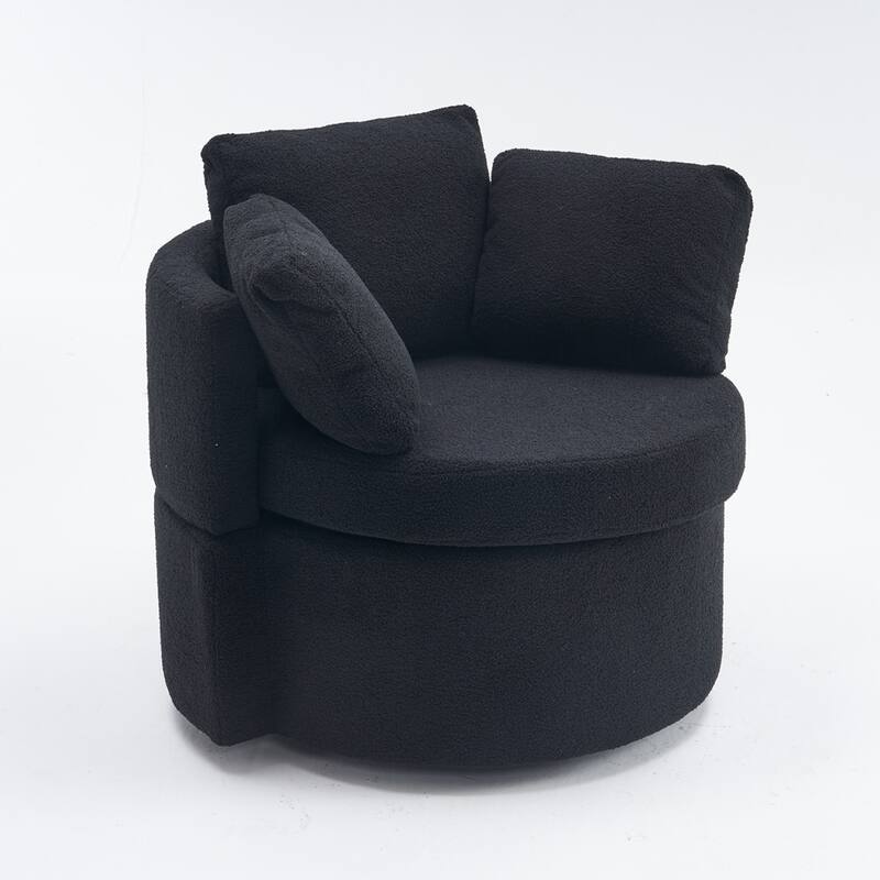 Swivel And Storage Chair With Back Cushion For Living Room