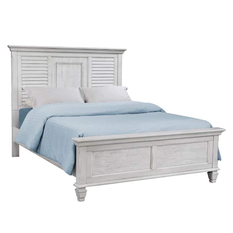 Bed With Panel Headboard, Antique White