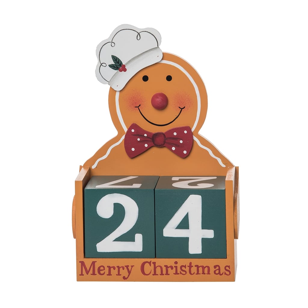 Transpac Wood 7.87 in. Multicolored Christmas Gingerbread Countdown, Set of 3 - Multi