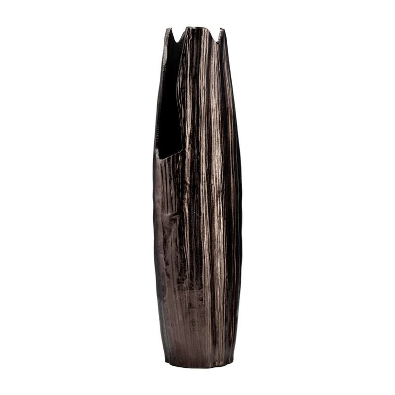 Sagebrook Home Modern Textured Metal Abstract Ridged Vase - 8" x 5" x 24"