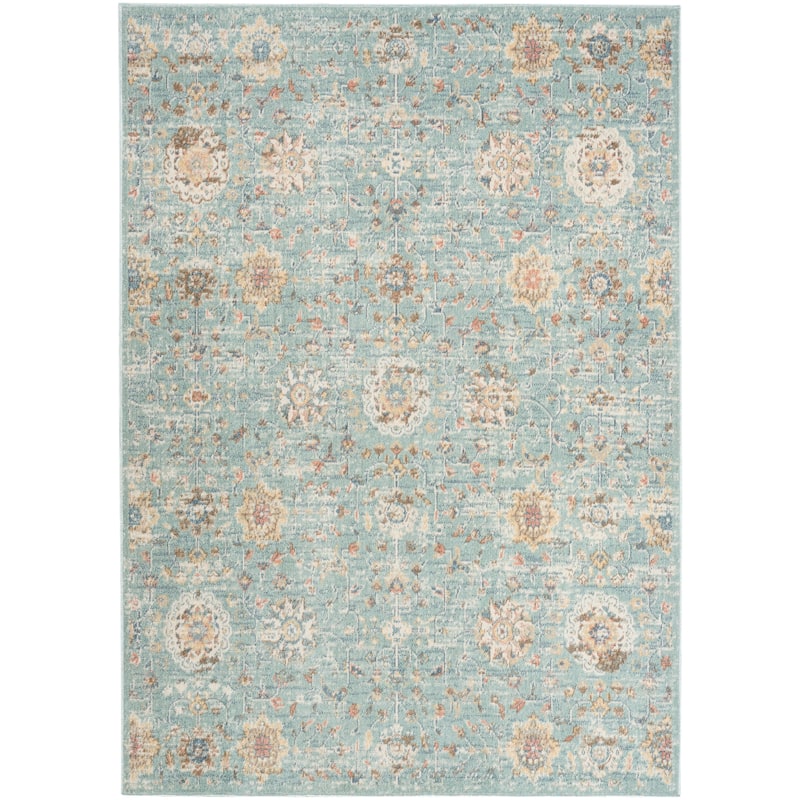 Nourison Washable Decor Indoor only Machine Washable Persian Floral Area Rug - Blue - 6' 7" x 9' - Rectangle