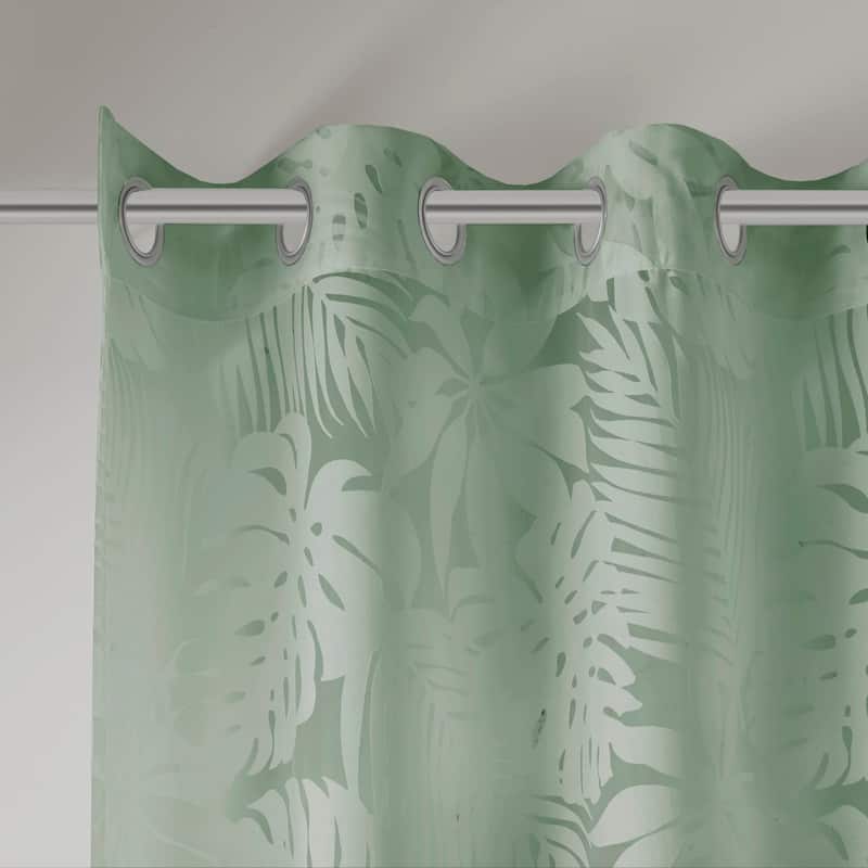 Palm Leaf Burnout Window Sheer Sage Green 50x95"
