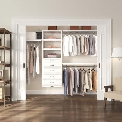 John Louis Home Solid Wood Walk-Ion Closet System with 5-Drawers White