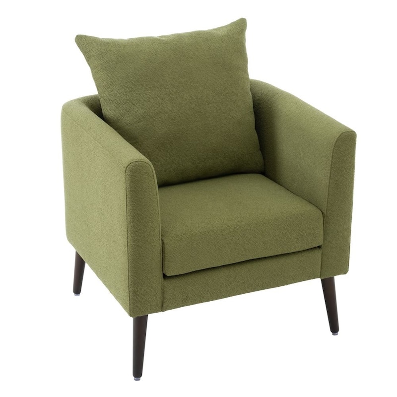 Chenille Accent Chair with Solid Wood Legs