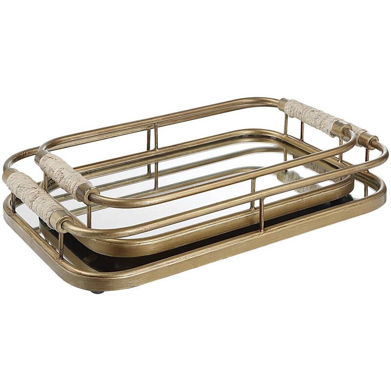 Uttermost 18014 Rosea 19-1/2" Wide Metal Trays - Set of 2 - Brushed Gold / Natural