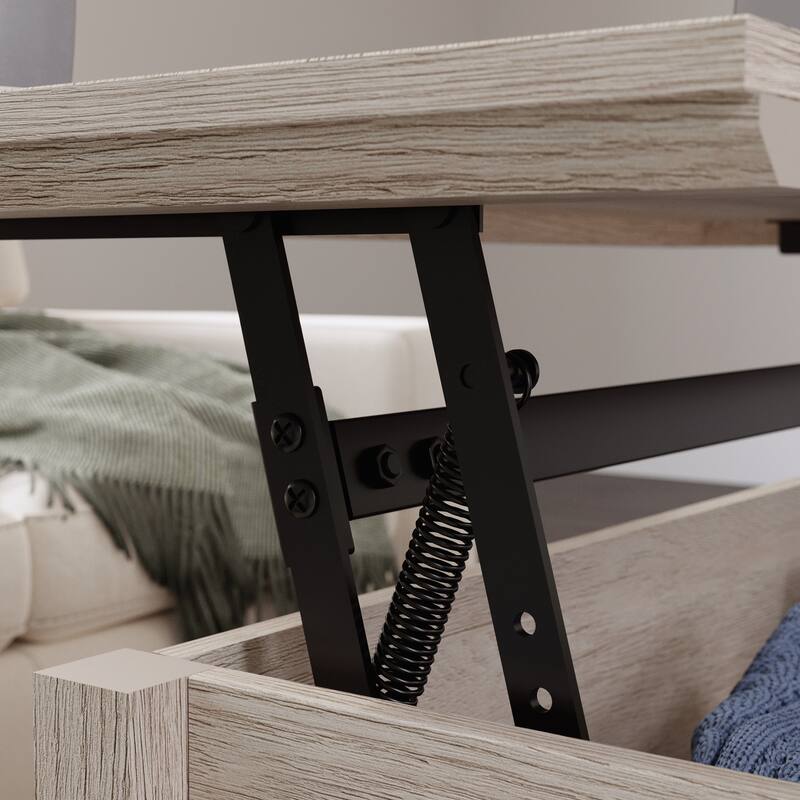 Wood Lift-Top Coffee Table with Spacious Surface, Brown - 36.14" L x 36.14" W x 19.29" H