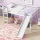 preview thumbnail 16 of 41, Twin Size Low Loft Bed with Slide, Ladder, Safety Guardrails, and Underbed Play and Storage Space for Boys Girls White - Twin