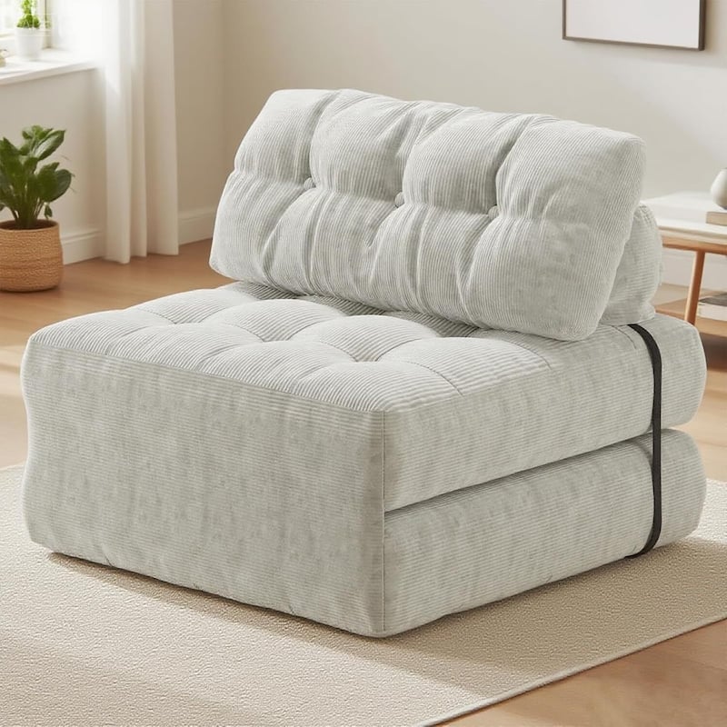 Portable Floor Folding Sofa Bed, Convertible Sleeper Chair for Living Room - Beige