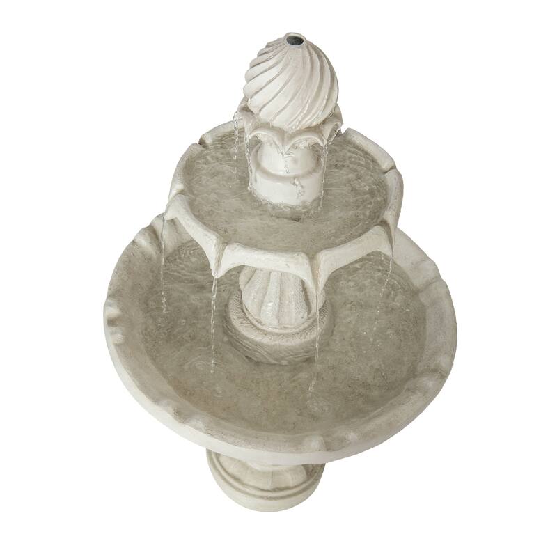 Christopher Knight Home - 2-Tier White 37.4"H Polyresin Outdoor Water Fountain with Recirculating Pump