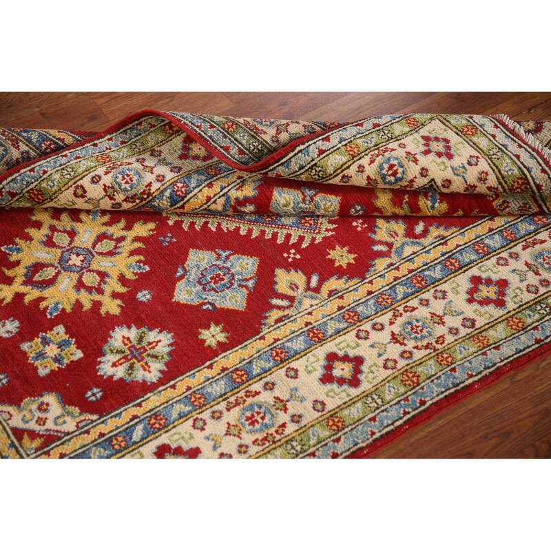 Red Kazak Oriental Accent Rug Handmade Wool Carpet - 3'4"x 4'10"