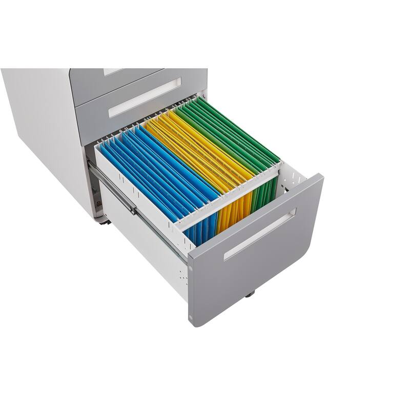 3 Drawer Mobile File Cabinet Under Desk Office,Simple Style Versatile Storage Cabinet for Legal/Letter/A4 Files - White+gray