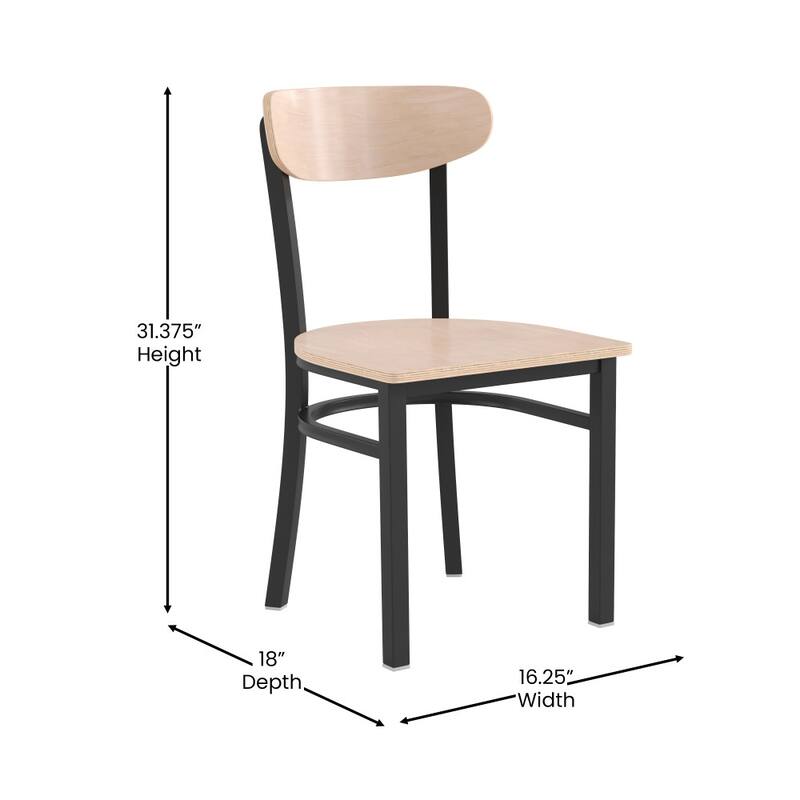 2PK Commercial Metal Dining Chairs with Boomerang Back