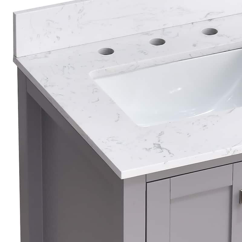 StarrySky 24 inch Undermount Single Sink Bathroom Vanity with Engineered Carrara Marble Top