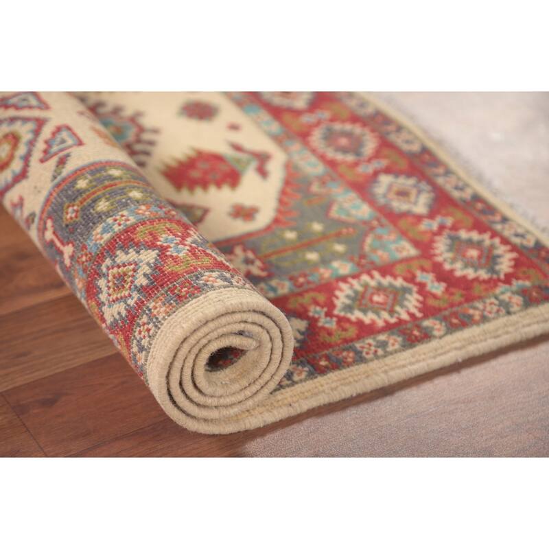 Kazak Oriental Foyer Rug Hand-Knotted Wool Carpet - 2'9" x 3'11"
