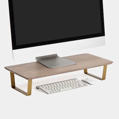 Jani Wood Monitor Stand Riser Desk - Ergonomic Design Stand, Desktop Organizer Table for Home, Office Workspace, Gaming Desk