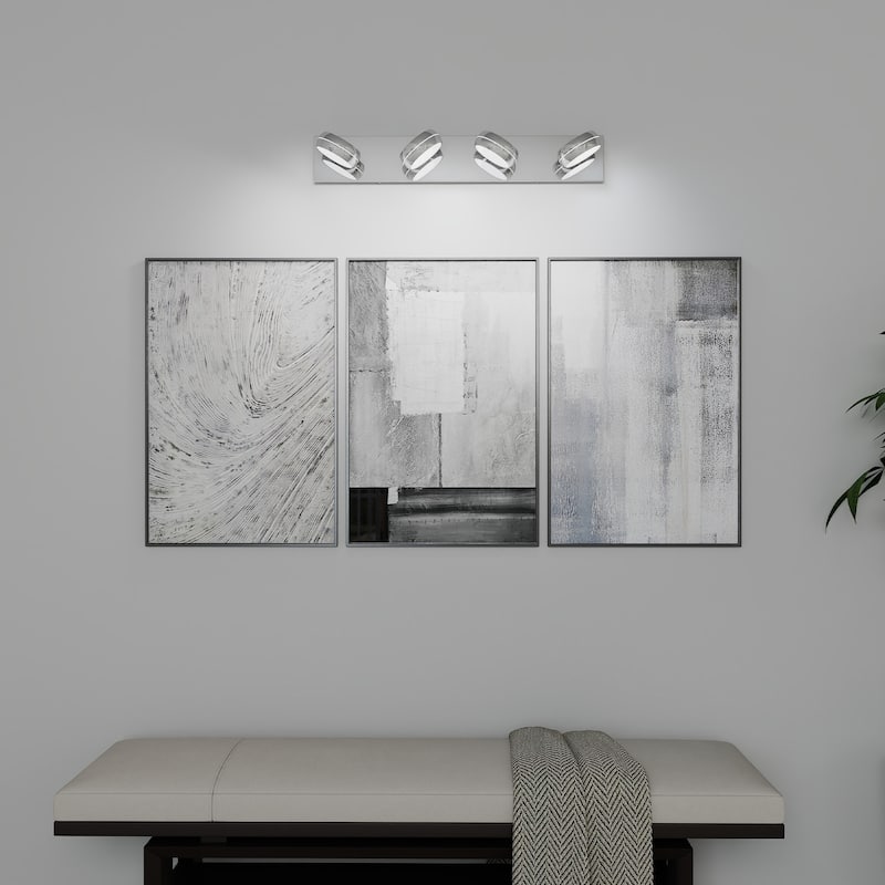 LED Vanity Lights 28in Bathroom Lights Fixtures over Mirror 4 Light LED Lighting Fixture for Bathroom, 18W Mirror Lighting