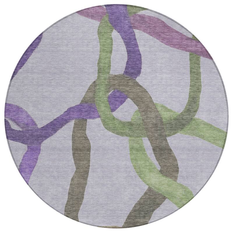 Machine Washable Indoor/ Outdoor Abstract Links Chantille Rug