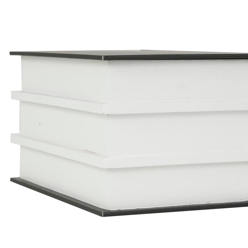 White or Black Canvas Faux Storage Book Box with Live, Laugh, Love Text (Set of 2)