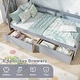 preview thumbnail 10 of 18, Costway Twin Size House Bed with Roof Safety Guardrail 2 Storage