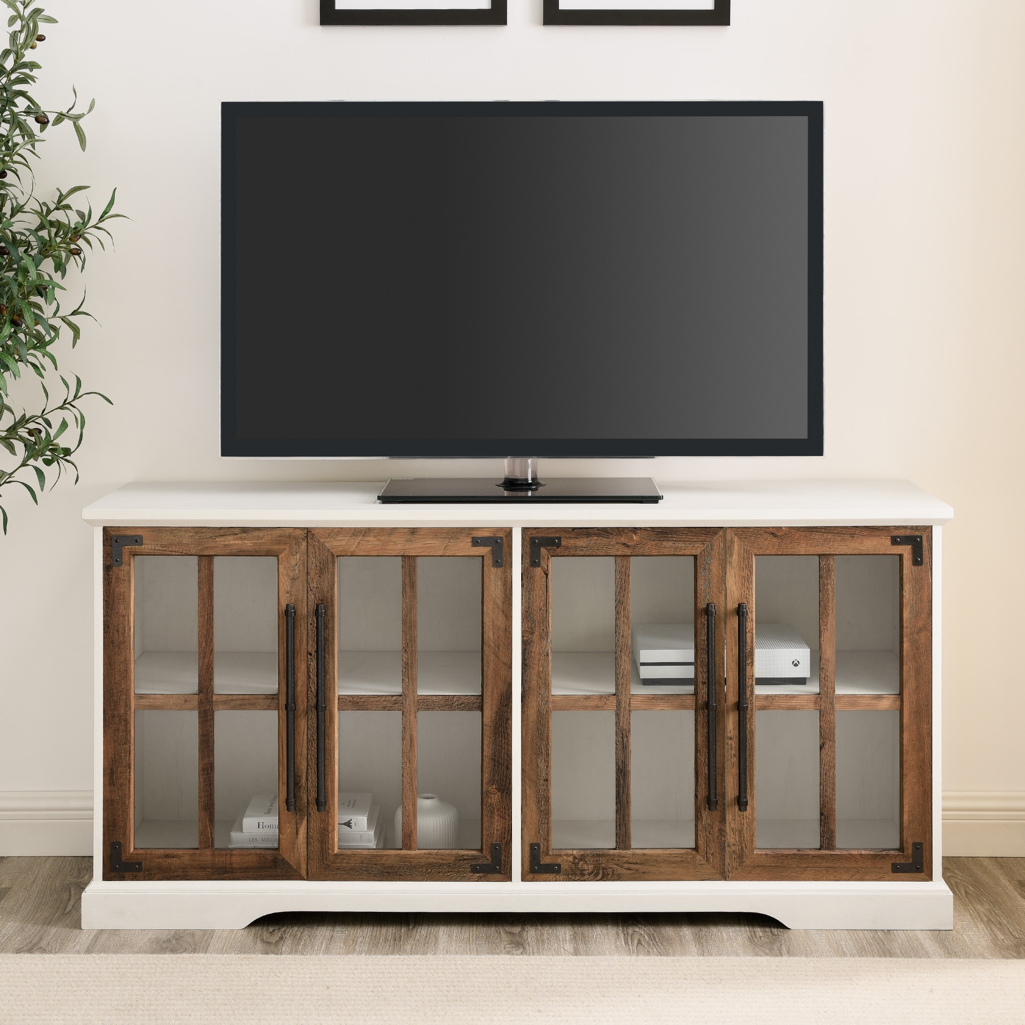 Glass door on sale media cabinet