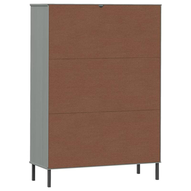 vidaXL Bookshelf Book Cabinet with Metal Legs Storage Cabinet OSLO Solid Wood - 35.4" x 13.8" x 50.6"