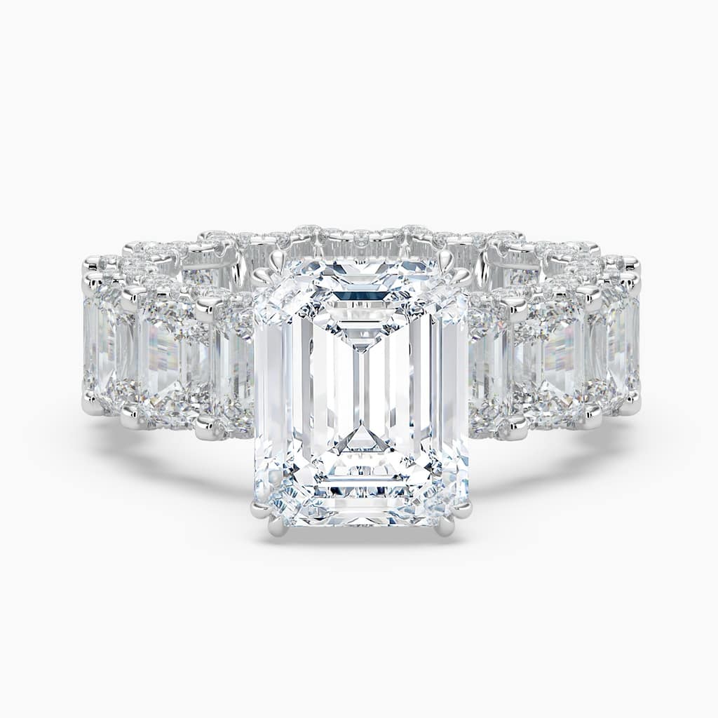 Auriya 14K Gold Lab Grown Diamond Emerald Cut Adorned Round Crescent Eternity Engagement Ring 6.33 - 10.33ct. tw. (E-F, VS)