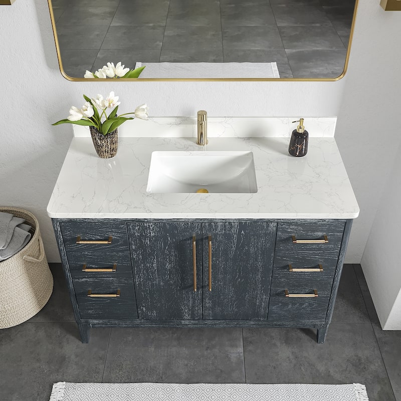 Gara Single Bath Vanity with Composite Stone Top without Mirror