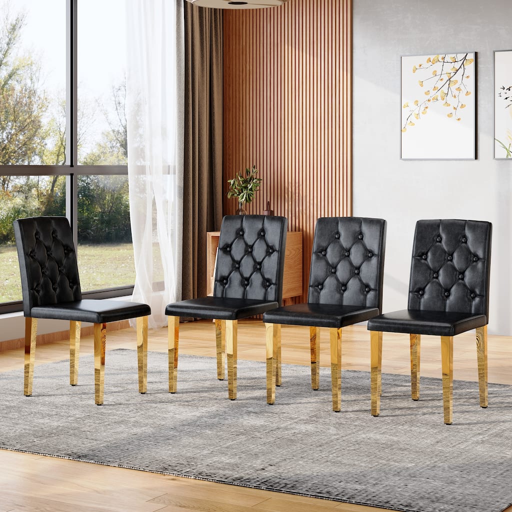 Dining Chair Black Side Chair Leisure Chair Reception Chair Leather Chair Kitchen Chair with Metal Legs