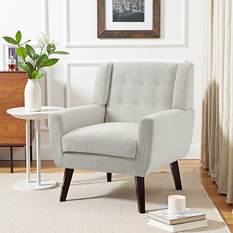 Modern Upholstered Faux Leather Tufted Armchair Linen Accent Chairs
