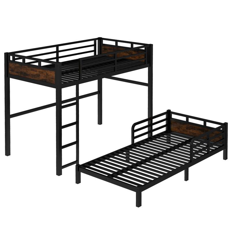 Full XL/Twin XL /Full Metal Bunk Bed, Separable Loft Bed & Platform Bed with Raised Security Fence