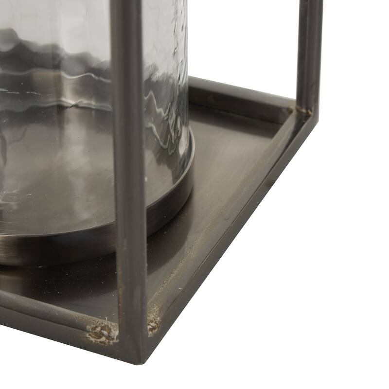 Metal Open Frame Candle Lantern with Rectangle Handles - Silver - Roche River Decor