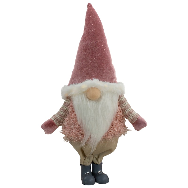 LED Lighted Boy Gnome Christmas Figure - 16" - Mauve Pink