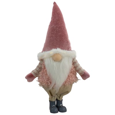 LED Lighted Boy Gnome Christmas Figure - 16" - Mauve Pink
