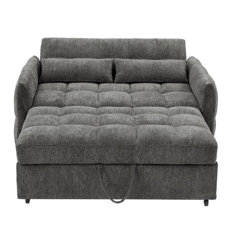 Loveseat Sleeper Sofa with Built-in 3 USB Ports, Adjustable Backrest Convertible Sofa Bed with Lumbar Pillows