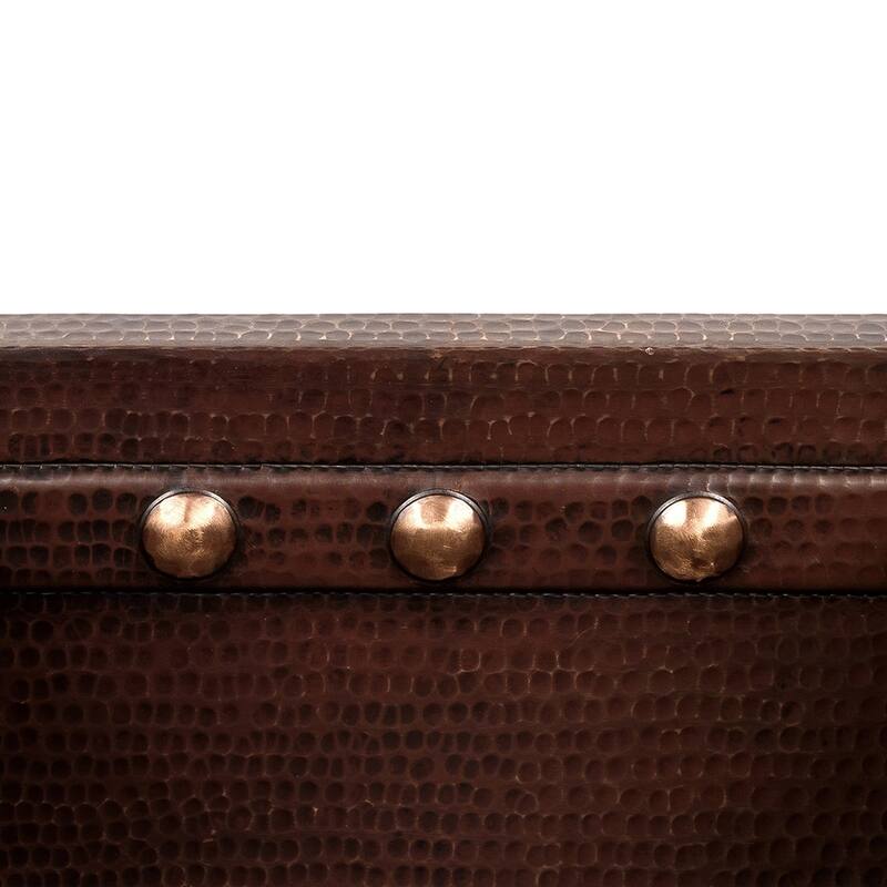 16-in Gourmet Rectangular Hammered Copper Bar/Prep Sink w/ Barrel Strap Design (BREC16DBBS)