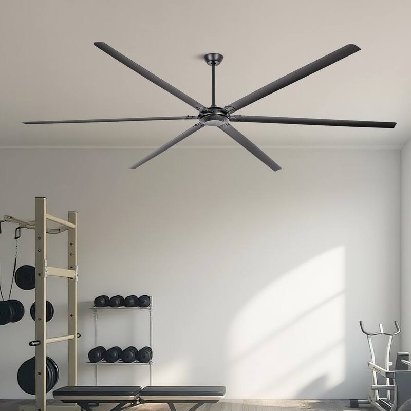 Ceiling Fan Modern 120" Industrial 6-Blade Black Metal